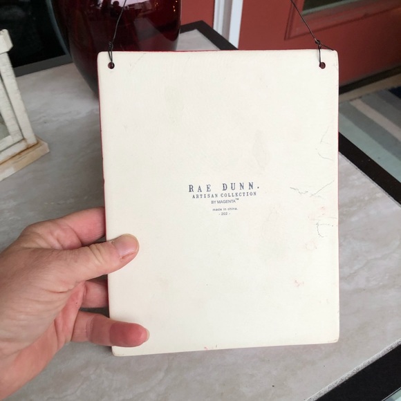 Rae Dunn red ceramic "Sleigh Bells Ring" Sign New - Picture 6 of 8